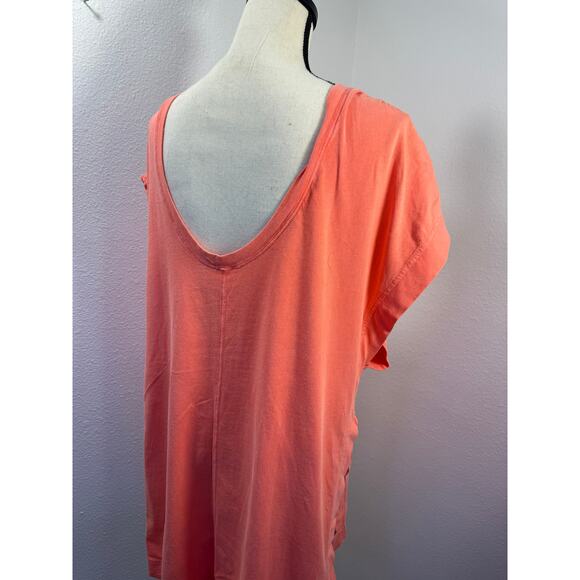 Free People Movement Arabesque Tee Long Peach Orange Tunic Tshirt Top S - Picture 4 of 10